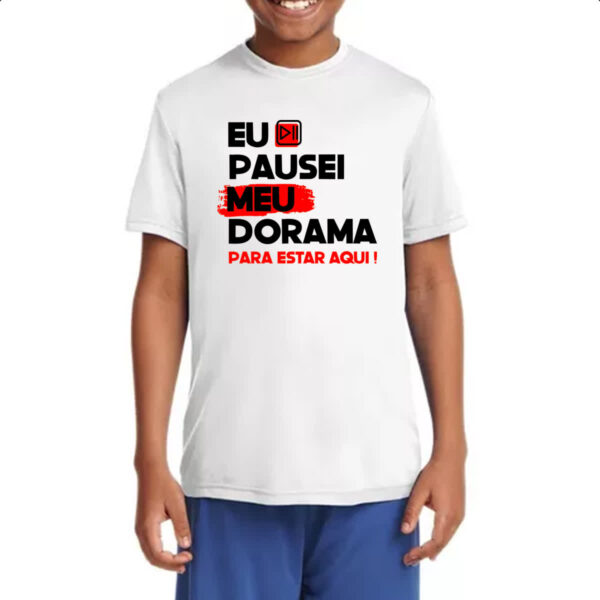 Camiseta Infanto Juvenil Pausei o meu dorama Vermelho - Imagem 4