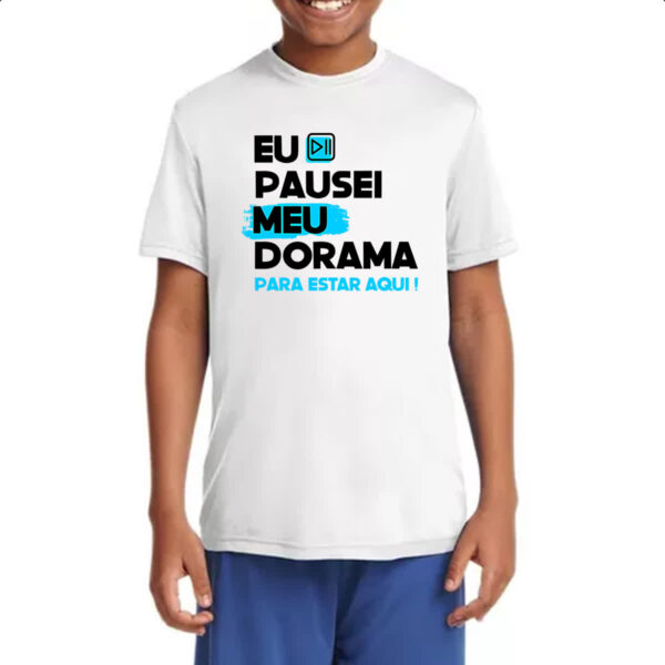 Camiseta Infanto Juvenil Pausei o meu dorama Azul - Imagem 4
