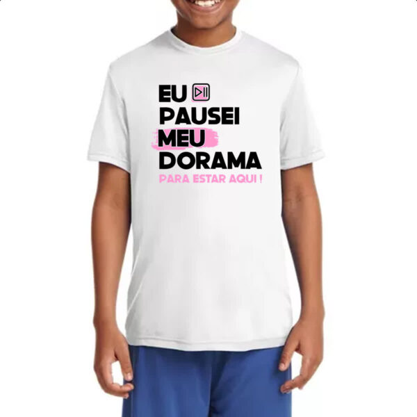 Camiseta Infanto Juvenil Pausei o meu dorama Rosa - Imagem 4