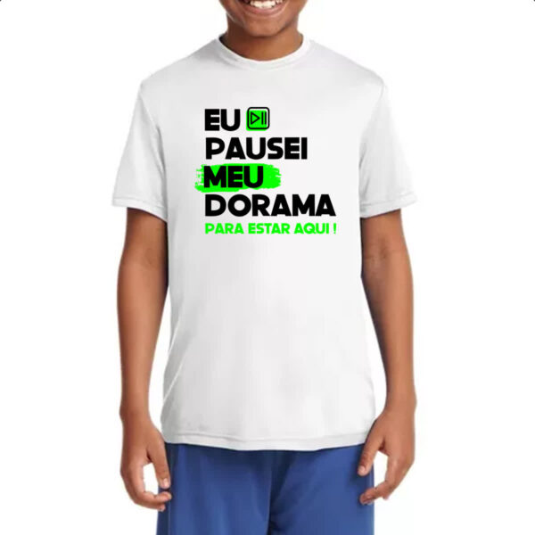 Camiseta Infanto Juvenil Pausei o meu dorama Verde - Imagem 4