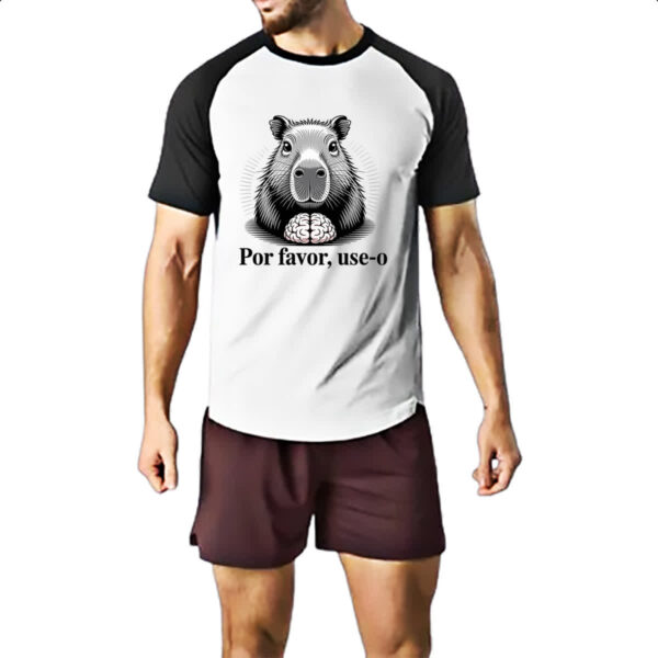 Camiseta Raglan Capivara use o cerebro - Imagem 2