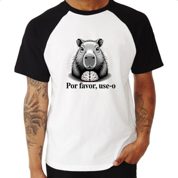 Camiseta Raglan Capivara use o cerebro - Imagem 3