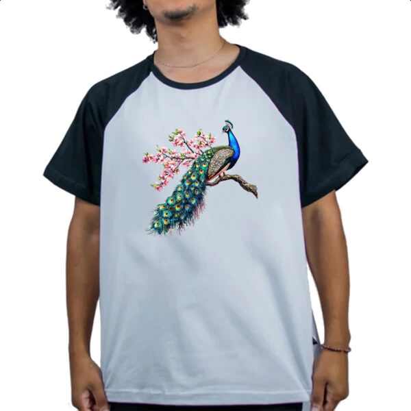 Camiseta Raglan Pavao com flores - Imagem 4