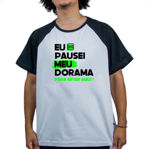 Camiseta Raglan Pausei o meu dorama Verde - Imagem 4
