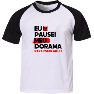 Camiseta Raglan Pausei o meu dorama Vermelho