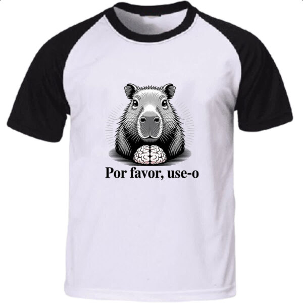 Camiseta Raglan Capivara use o cerebro