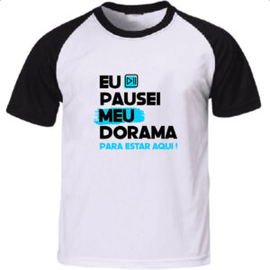 Camiseta Raglan Pausei o meu dorama Azul