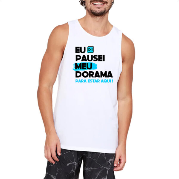 Camiseta Regata Pausei o meu dorama Azul - Imagem 2