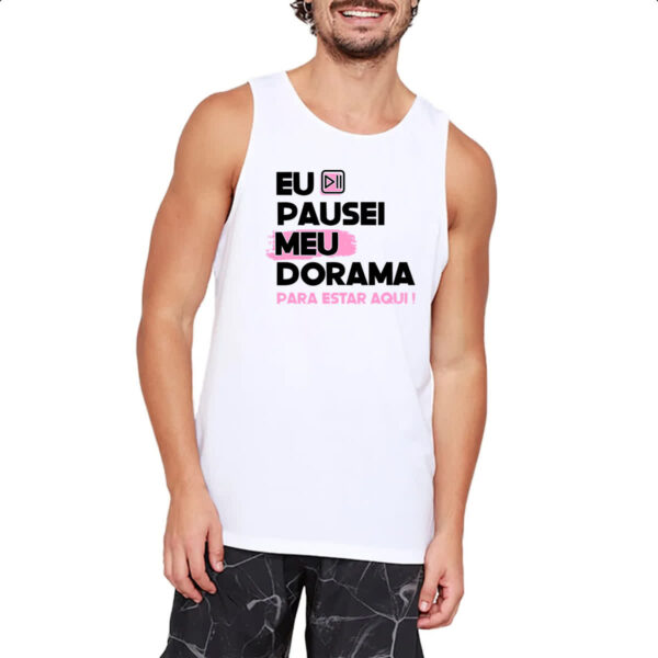 Camiseta Regata Pausei o meu dorama Rosa - Imagem 2
