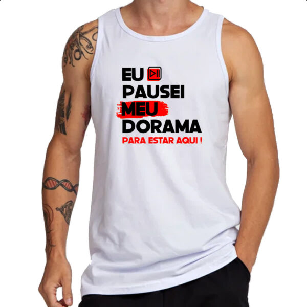Camiseta Regata Pausei o meu dorama Vermelho - Imagem 3