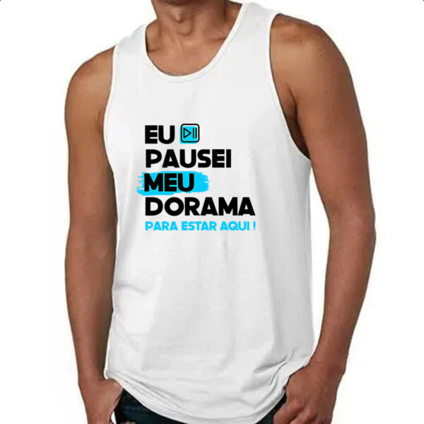 Camiseta Regata Pausei o meu dorama Azul - Imagem 4