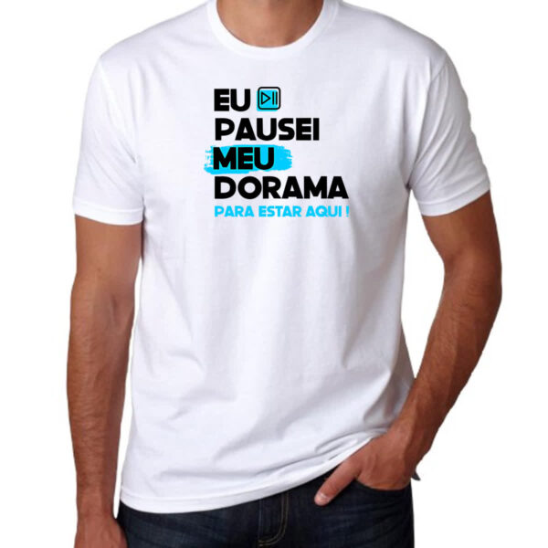 Camiseta Unissex Pausei o meu dorama Azul - Imagem 3