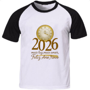Camiseta Raglan Ano Novo Mais Luz e amor 2026