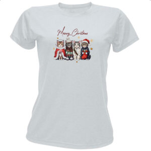 Camiseta Baby Look Meowy Gatos Natal