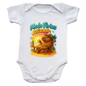 Body infantil Capivara modo ferias ativado