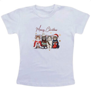 Camiseta Infanto Juvenil Meowy Gatos Natal