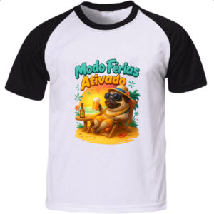 Camiseta Raglan Pug modo ferias ativado