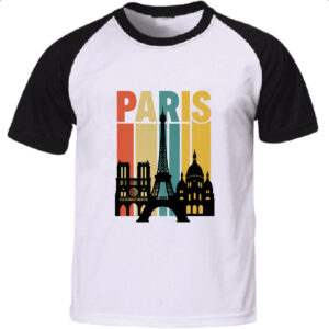 Camiseta Raglan Paris Turismo Retro Style