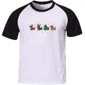 Camiseta Raglan Dachshund Salsicha Natal