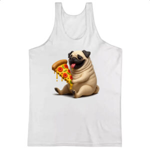 Camiseta Regata Pug comendo pizza
