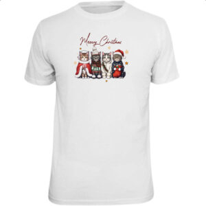 Camiseta Unissex Meowy Gatos Natal