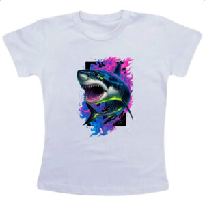 Camiseta Infanto Juvenil Tubarao Neon
