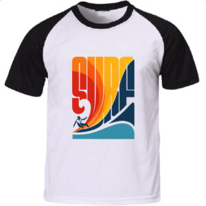 Camiseta Raglan Surf Retro Vintage anos 70