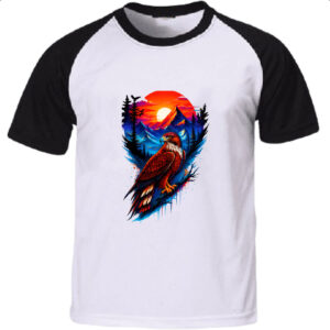 Camiseta Raglan Aguia montanhas landscape art