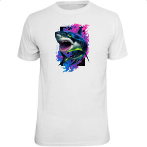 Camiseta Unissex Tubarao Neon