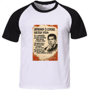Camiseta Raglan Aprendi 3 coisas na vida