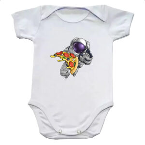 Body infantil Astronauta com Pizza
